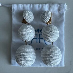 Rebecca De Ravenel beaded white bonbons earrings
